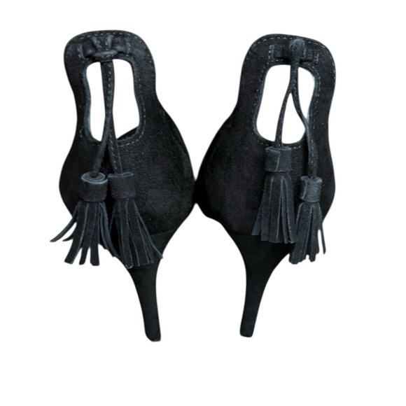 Maje Black Suede Leather Pointed-toe Tassel Pump Heels Size 7.5 - Picture 8 of 9